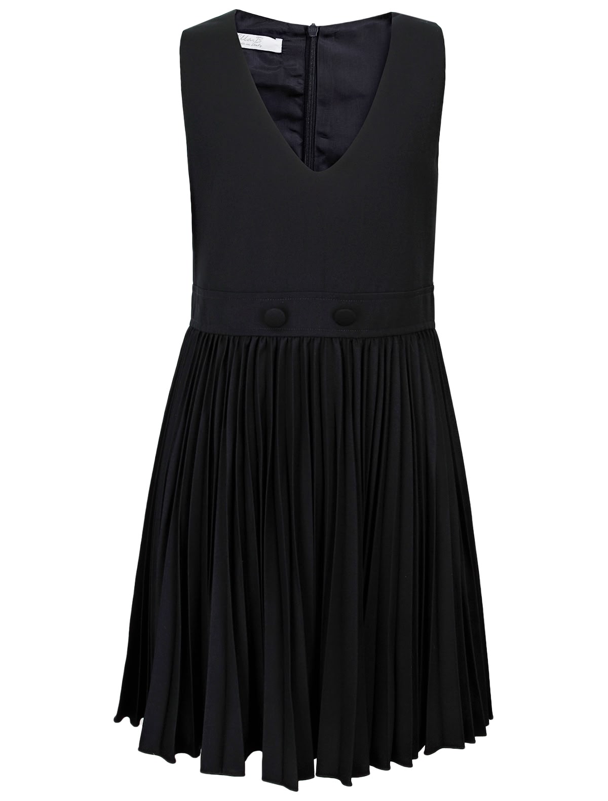 Синий сарафан с юбкой плиссе