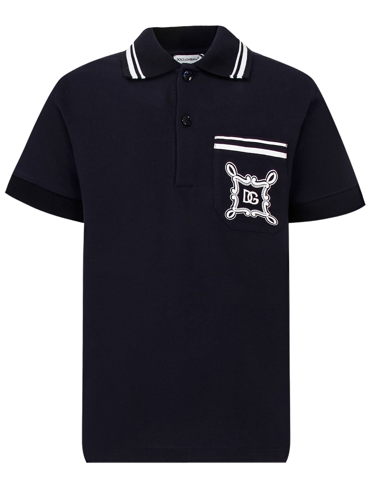 Синее поло с принтом