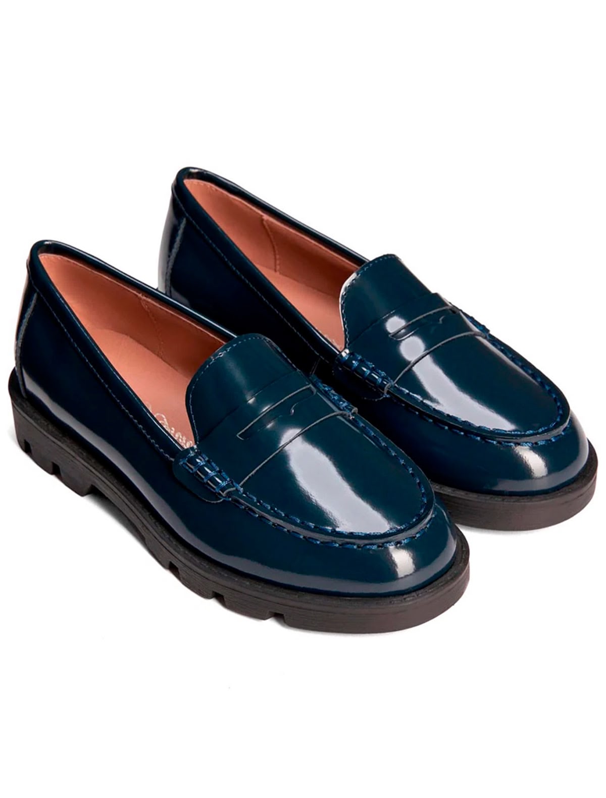 Синие лаковые лоферы