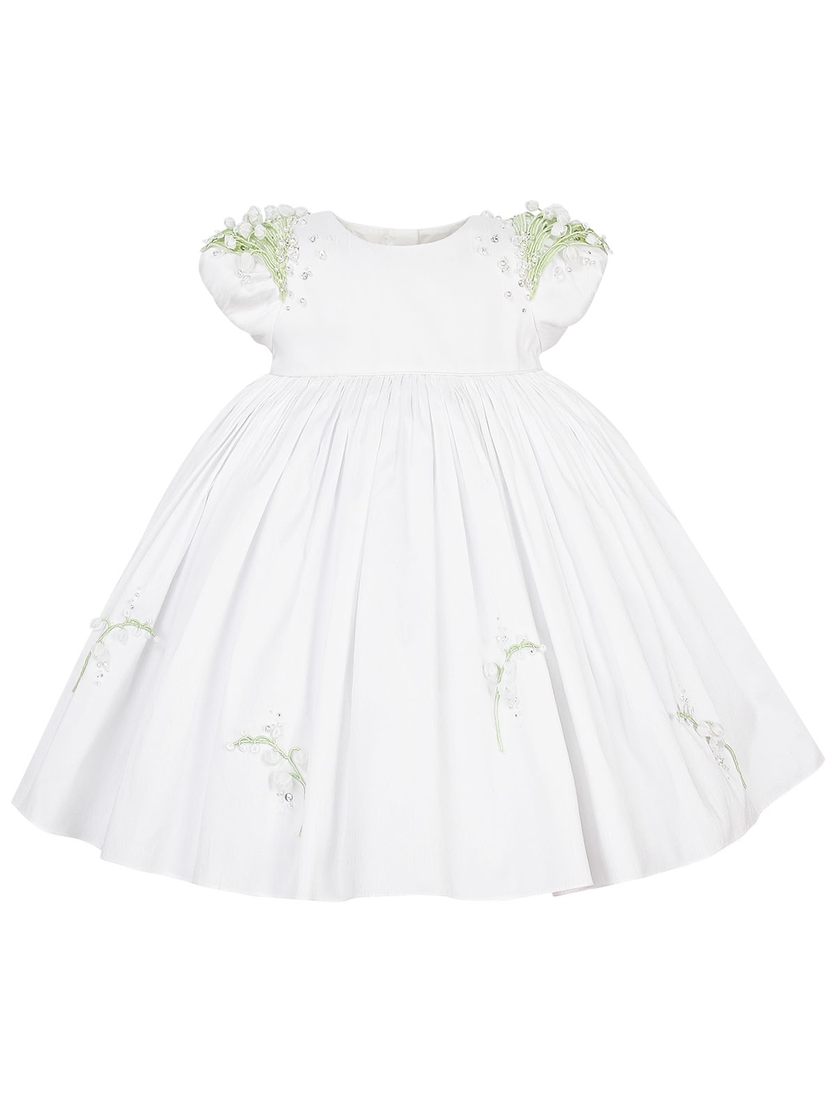 Белое платье с вышивкой и стразами