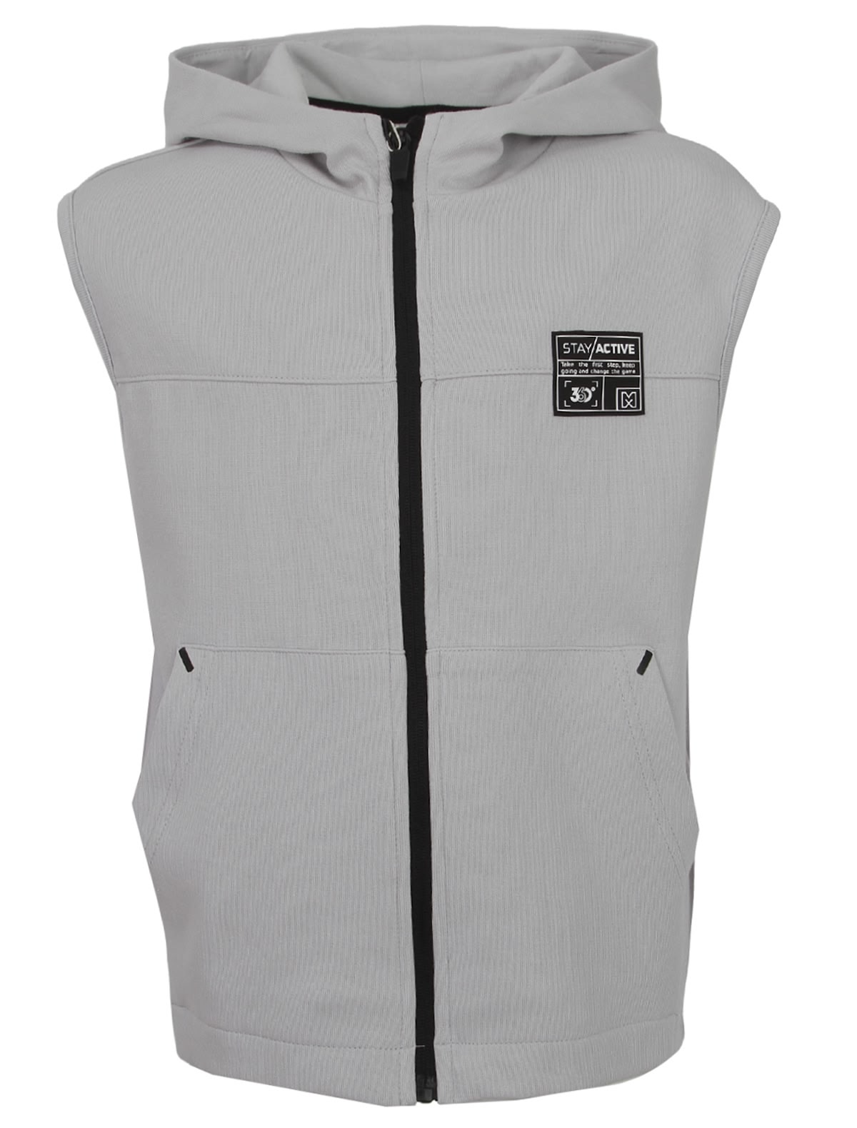 Серый жилет с капюшоном