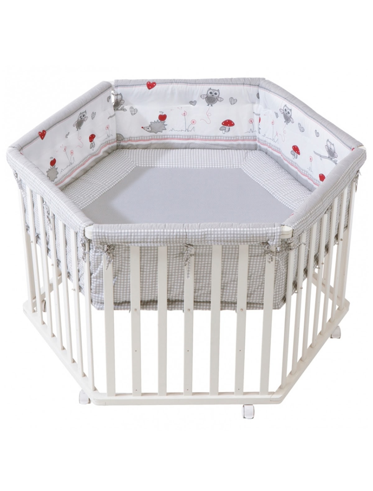 Детский шестиугольный манеж с бампером Adam & Owl