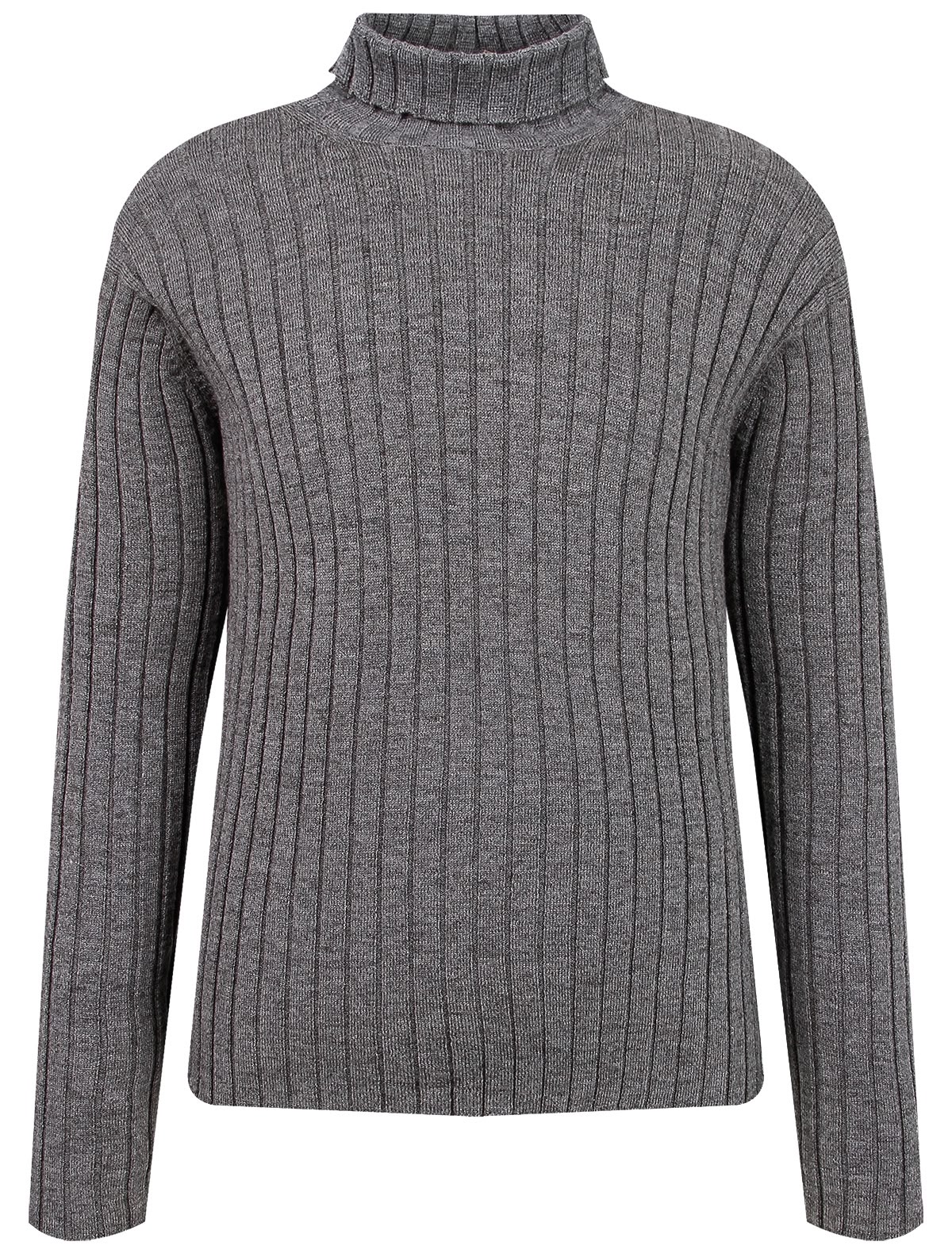 Серая водолазка в рубчик