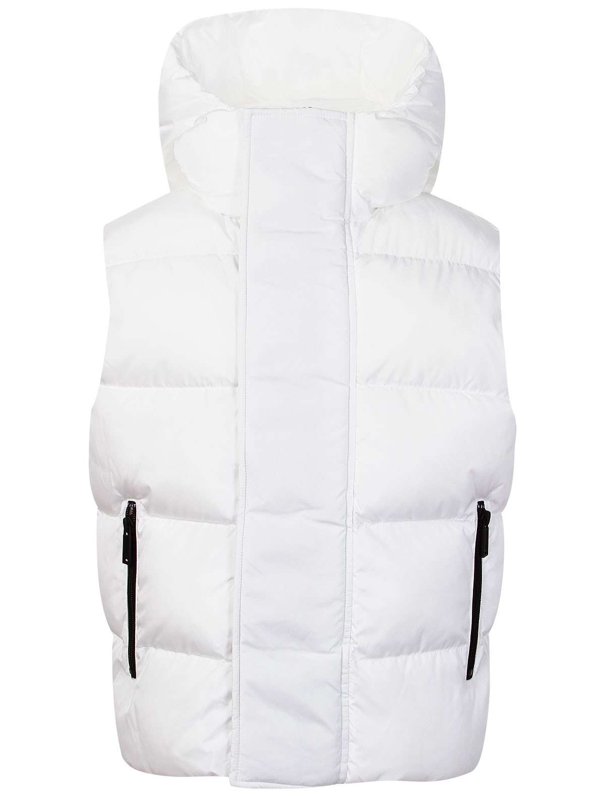 Белый утепленный жилет с боковыми карманами