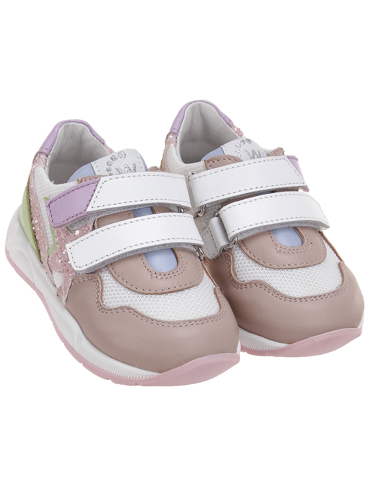 Кожаные кроссовки с глиттером