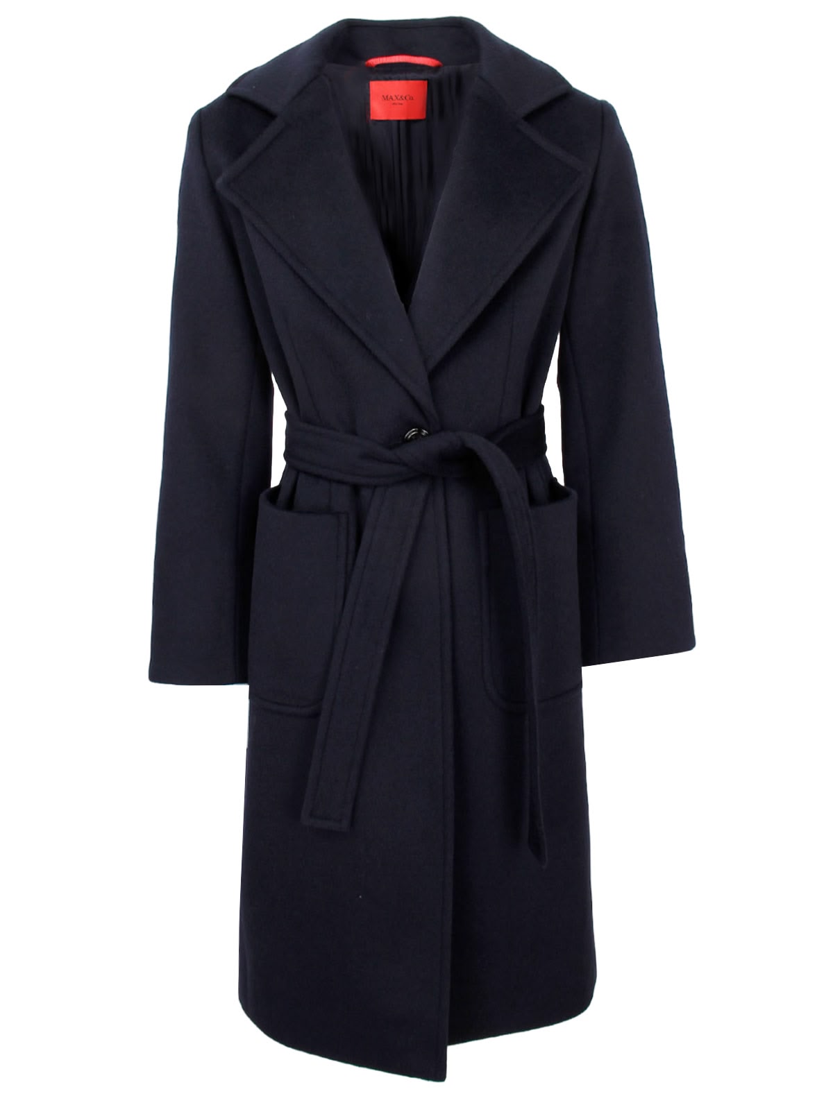 Синее шерстяное пальто