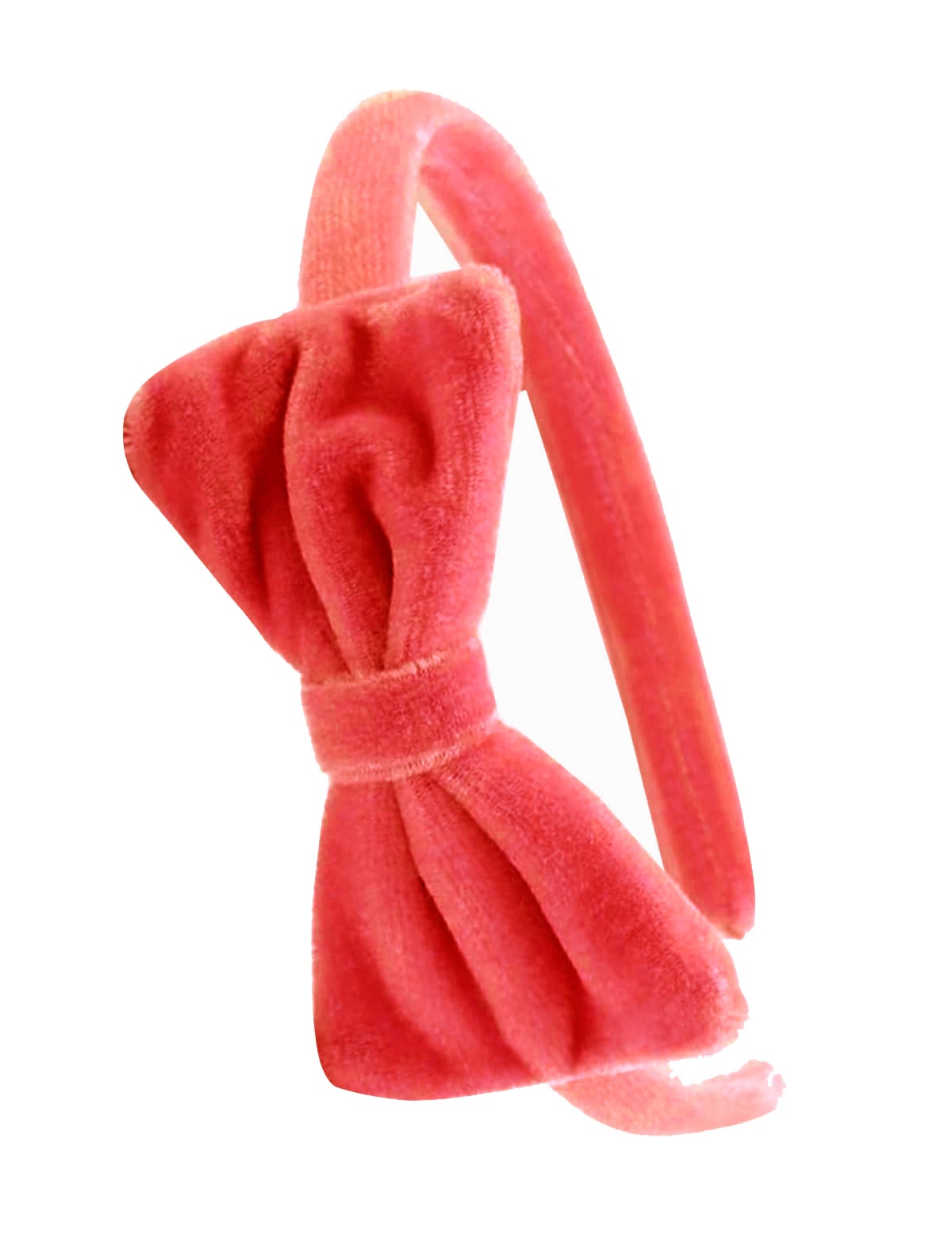 Оранжевый бархатный ободок с бантиком