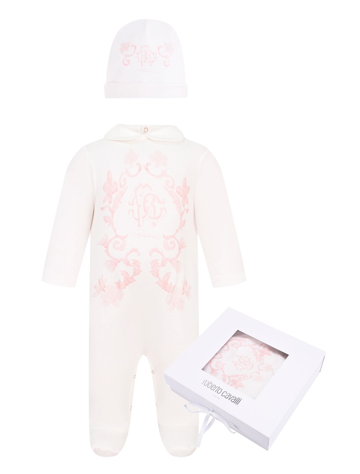 Комплект из комбинезона и шапочки с монограммой
