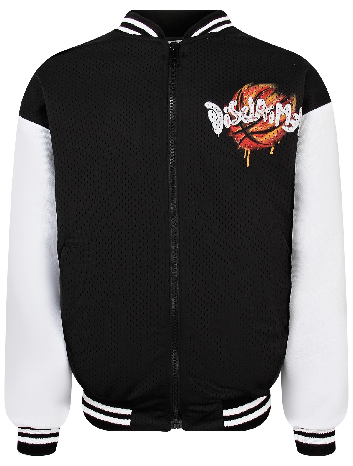 Чёрно-белый бомбер с принтом