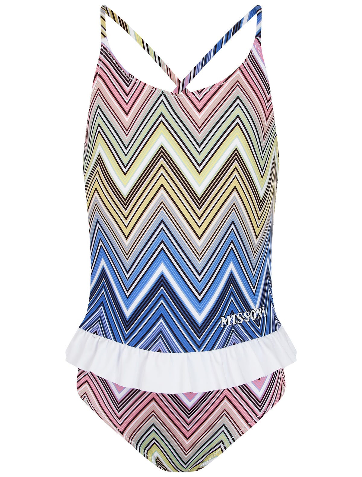 Слитный купальник с оборкой