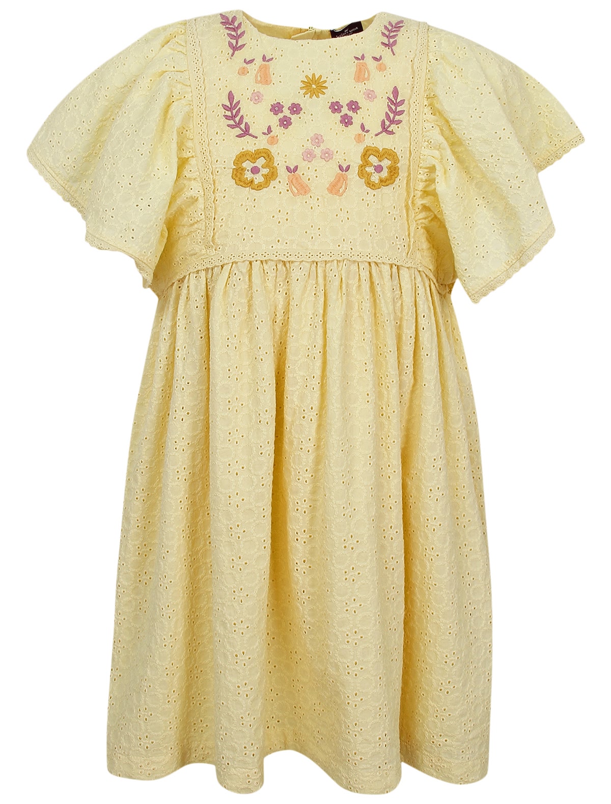 Жёлтое платье с цветочной вышивкой