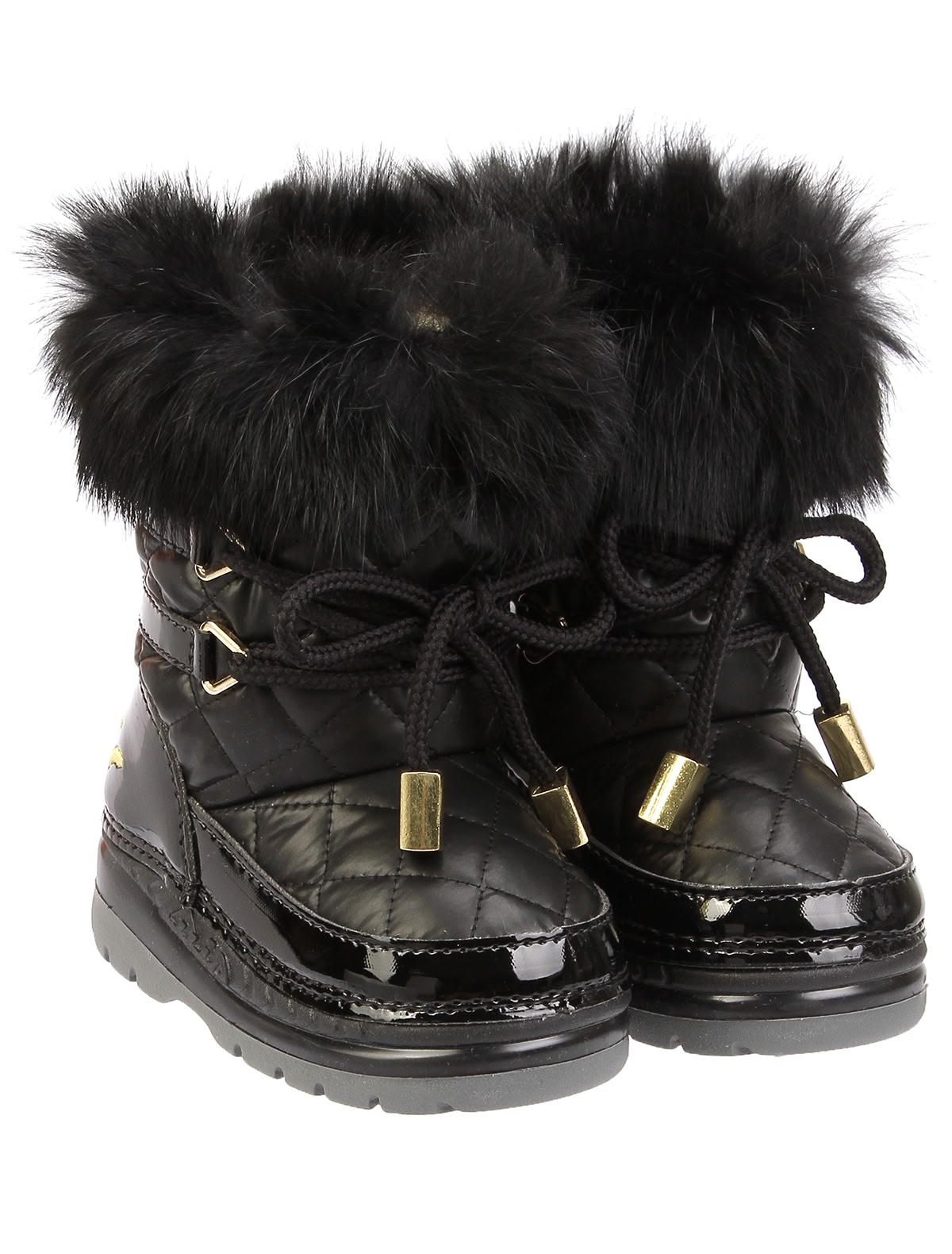 стеганые Сапоги-луноходы с меховой отделкой