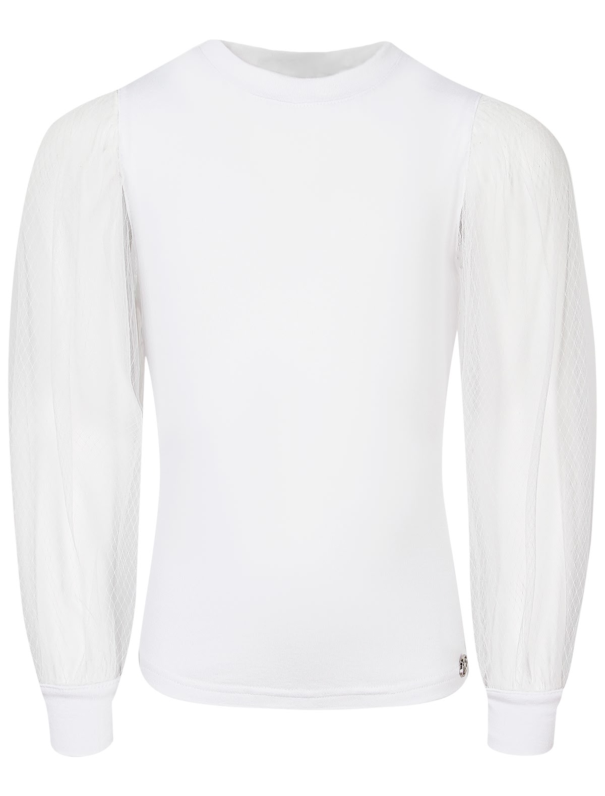 Белый лонгслив с прозрачными рукавами