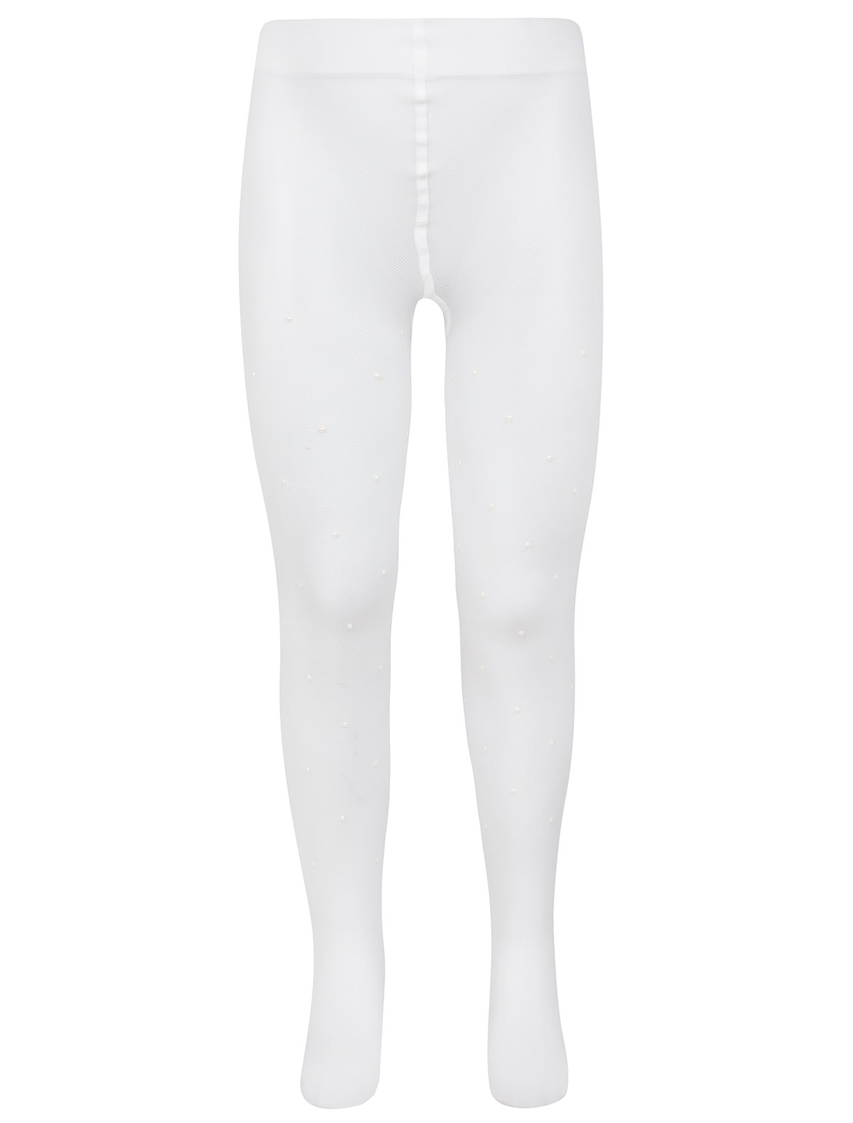 Белые эластичные колготки с бусинами