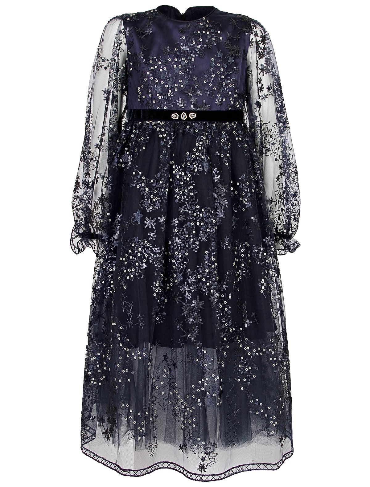 Сверкающее платье с воротником из перьев