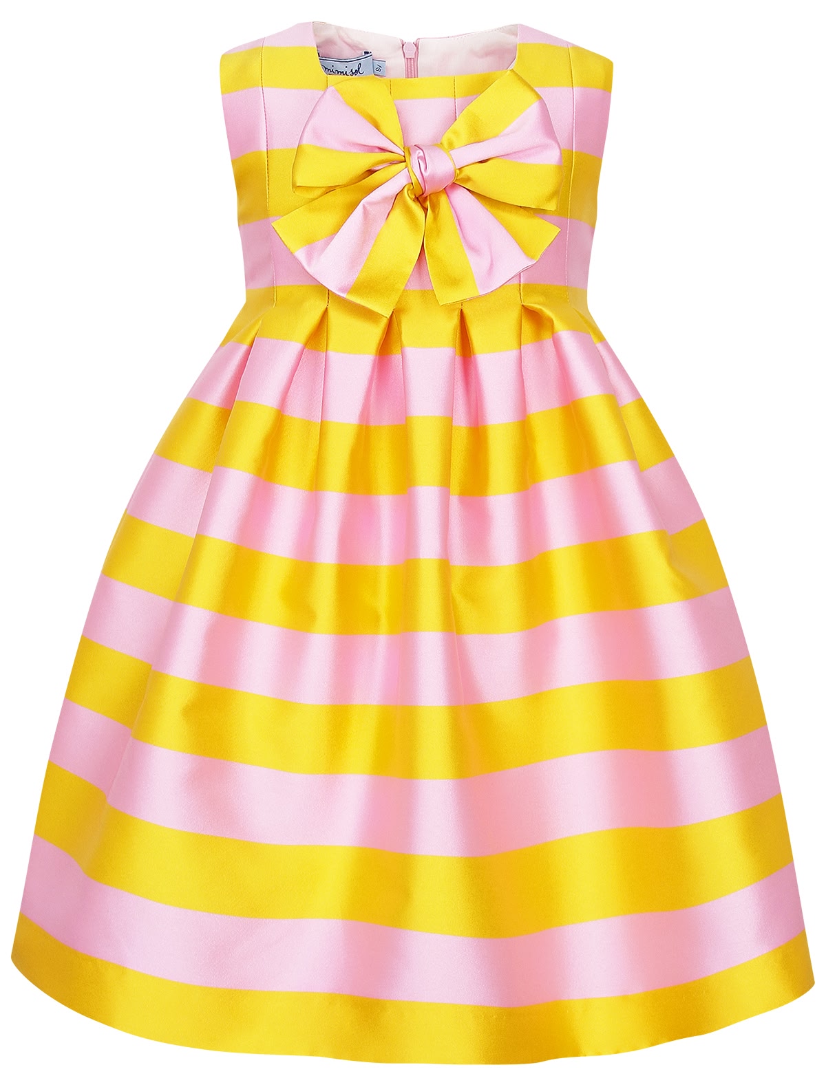 Желто-розовое полосатое платье