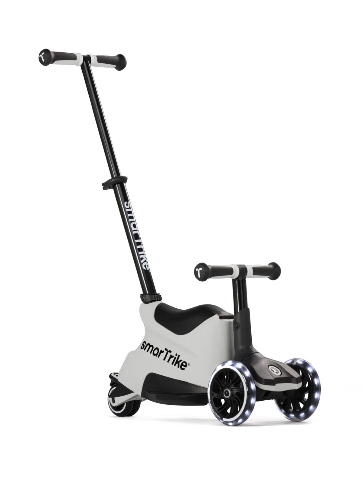 Растущий складной трехколесный самокат-трансформер 3в1 SmarTrike Xtend Scooter ride-on с ручкой, Cool Grey