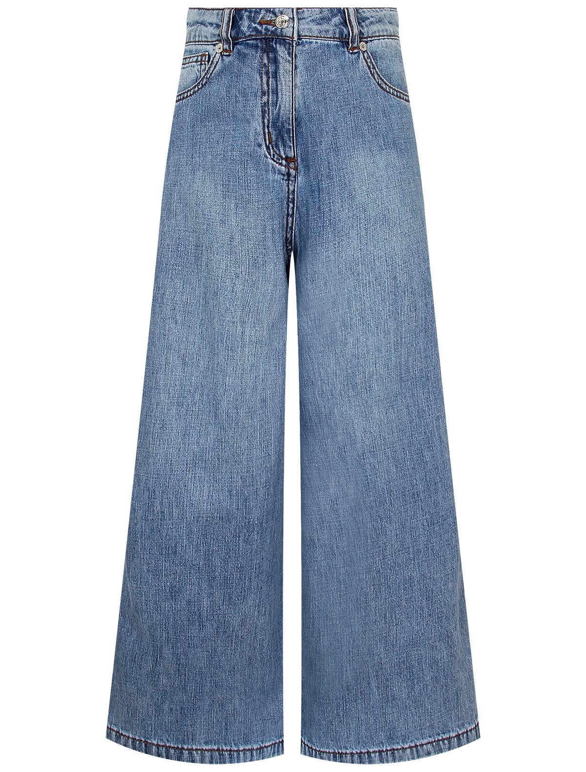 Широкие голубые джинсы