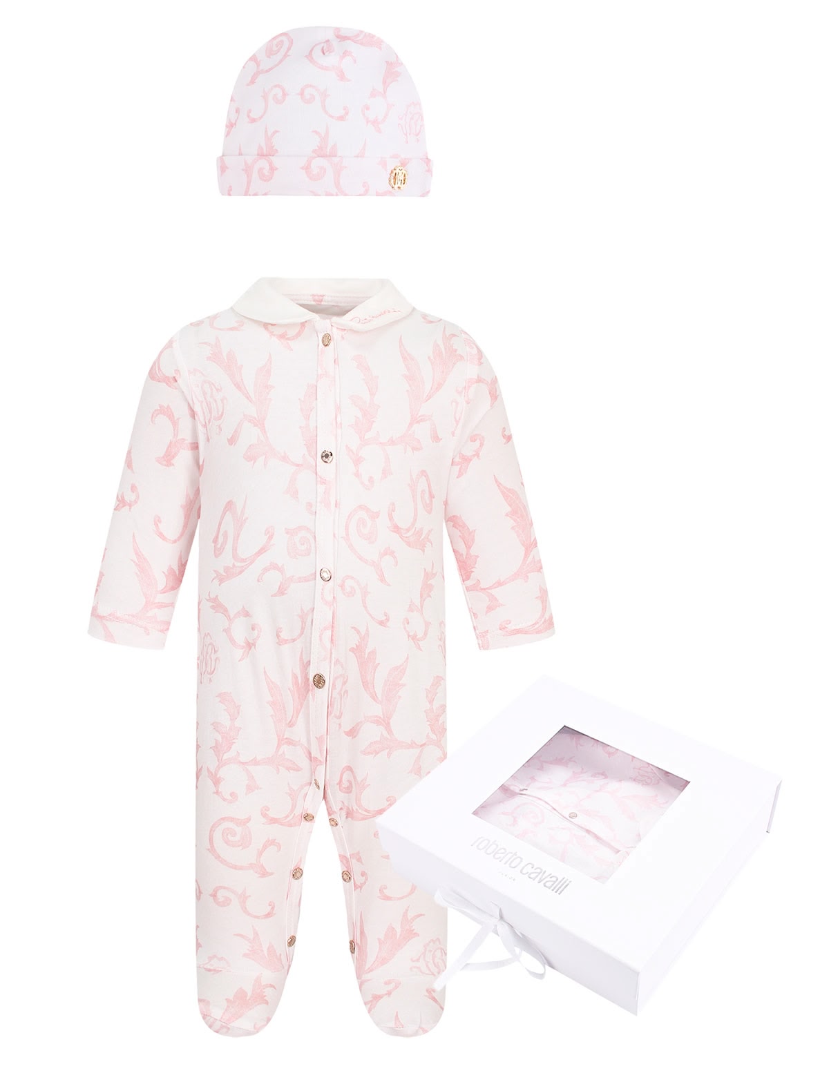 Комплект из комбинезона и шапочки с принтом