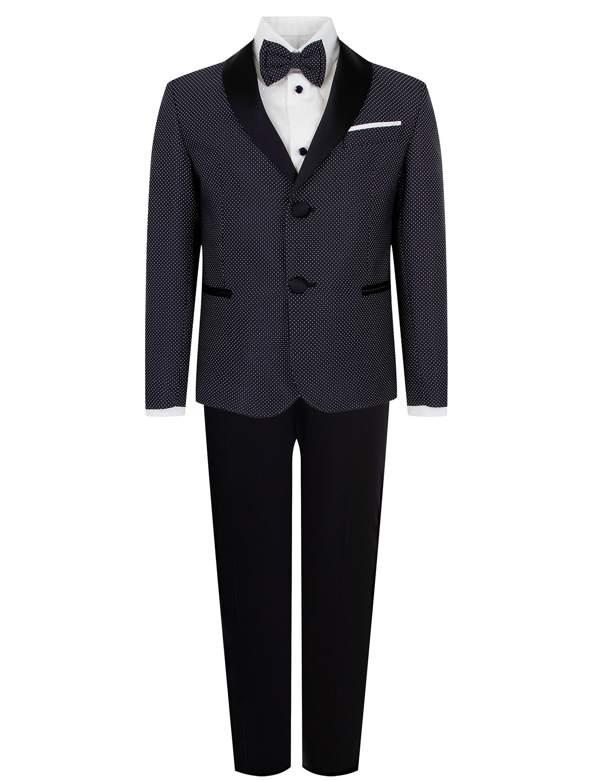 Костюм из с пиджаком и рубашкой в мелкий горошек