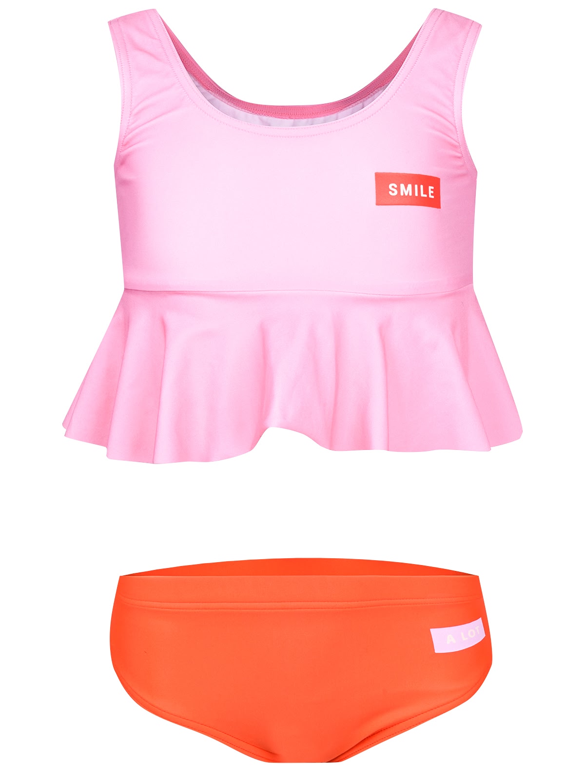 Раздельный купальник с розовым топом и оранжевым низом