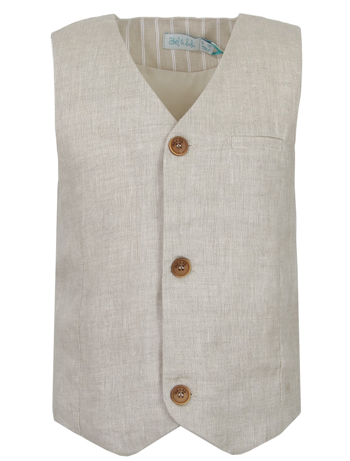 Бежевый льняной жилет