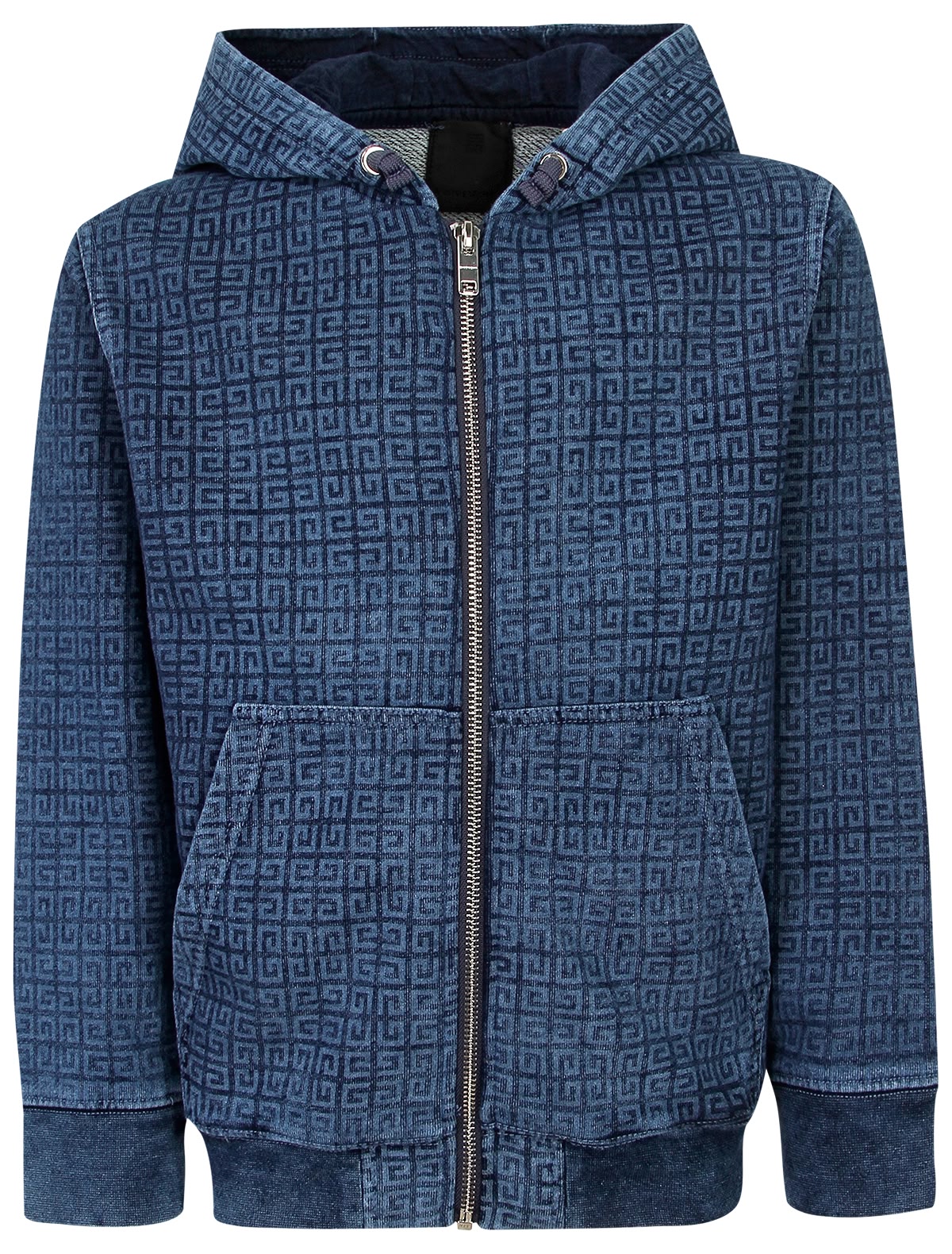 Синяя толстовка со сплошным принтом