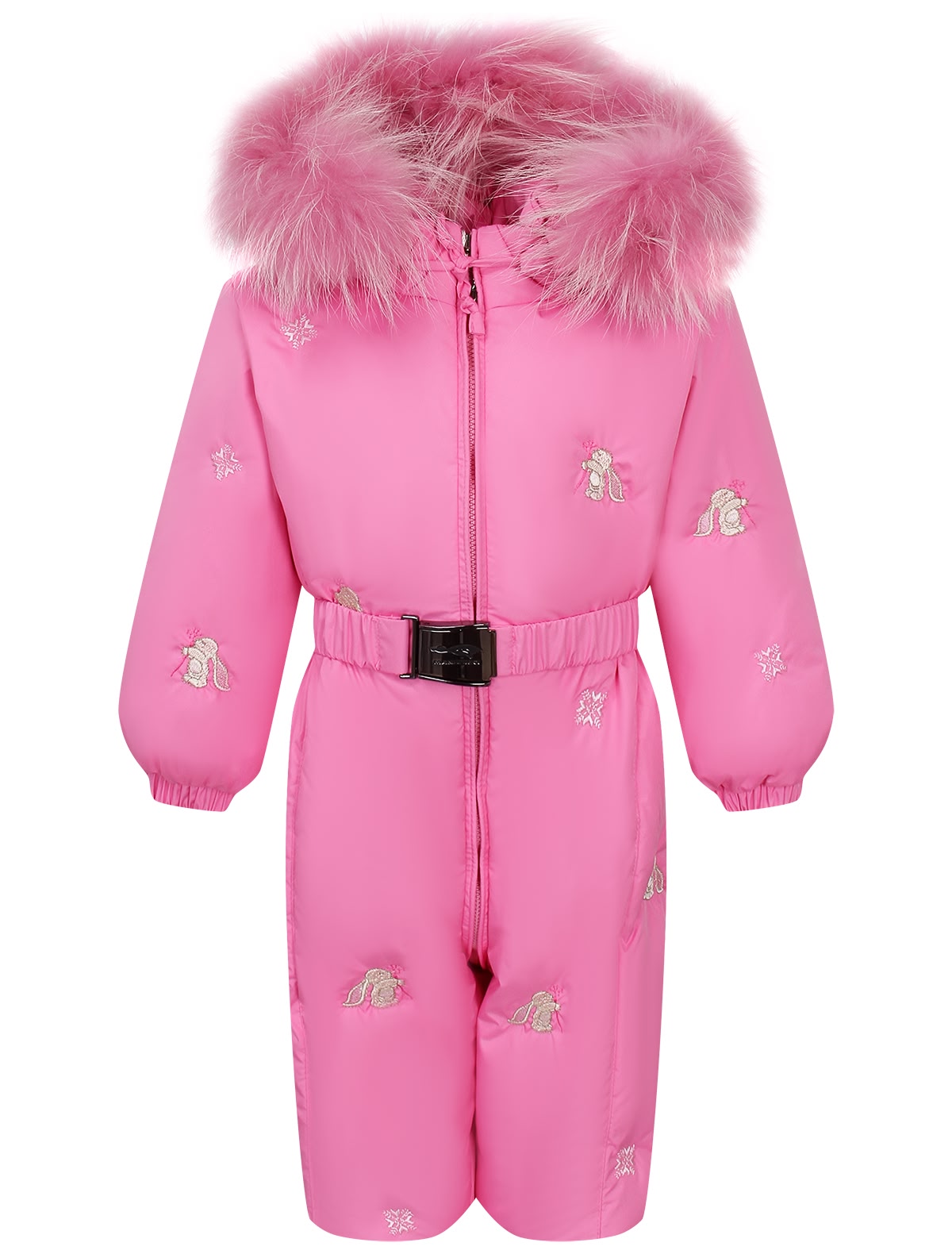 Ярко-розовый пуховый комбинезон