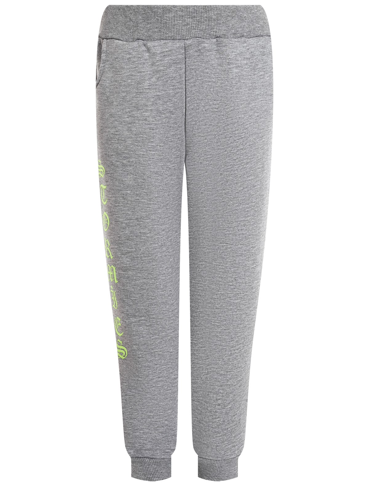Меланжевые спортивные брюки с неоновым лого