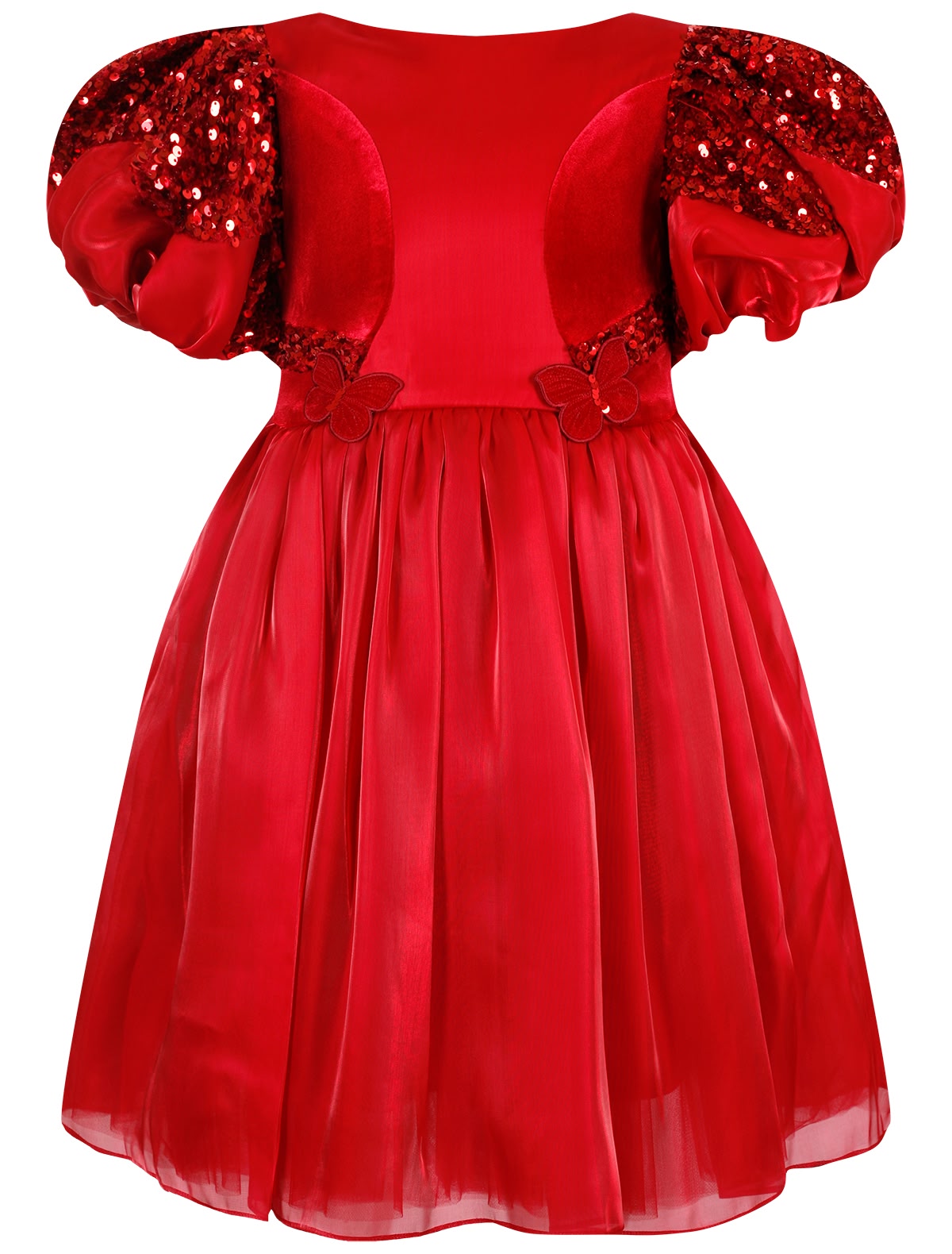 Красное платье с рукавами-фонариками