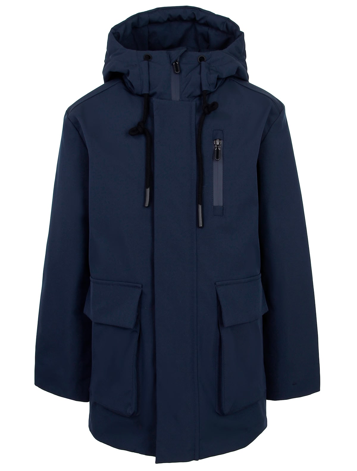 Синяя куртка с накладными карманами