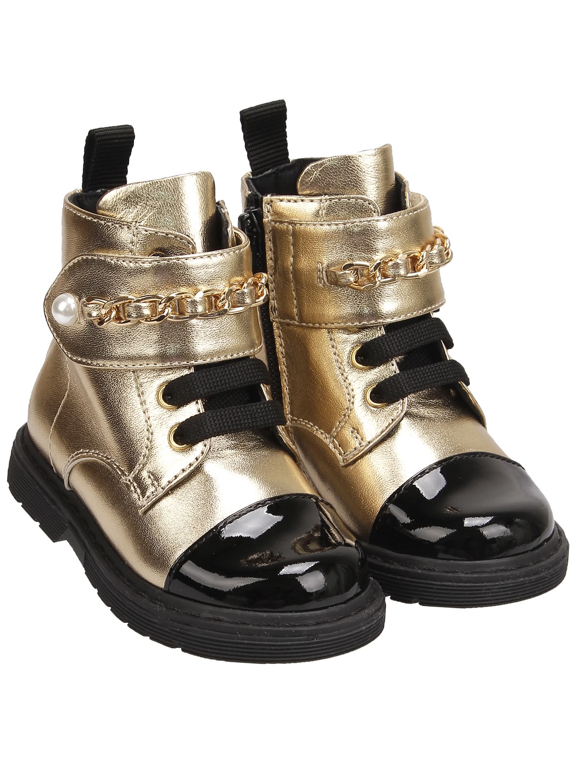 золотые Ботинки с контрастным мысом