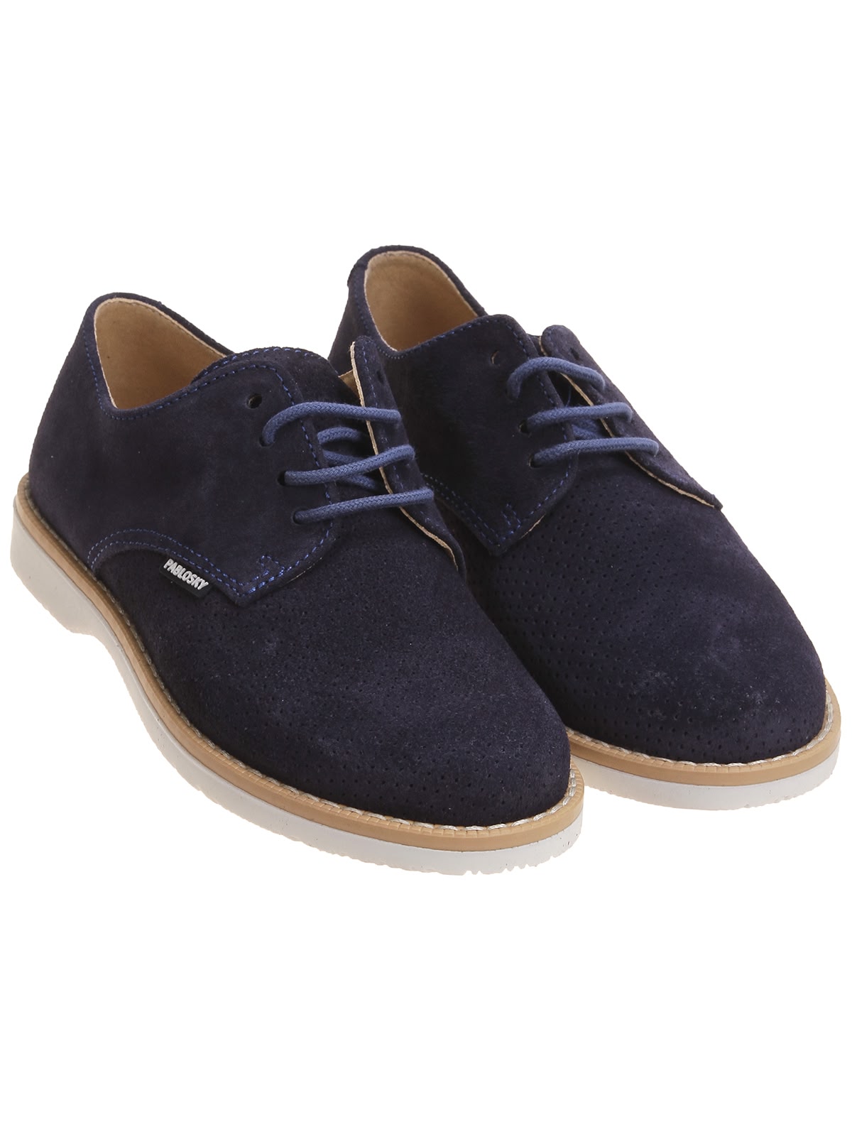 Синие броги из кожи