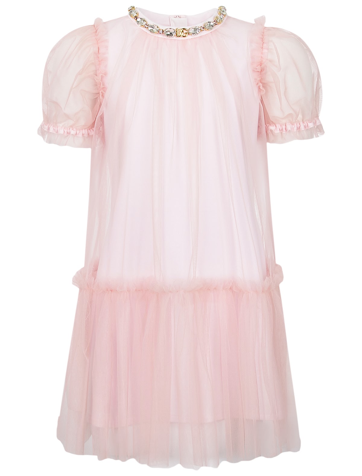 Платье со слоем из тюля и кристаллами