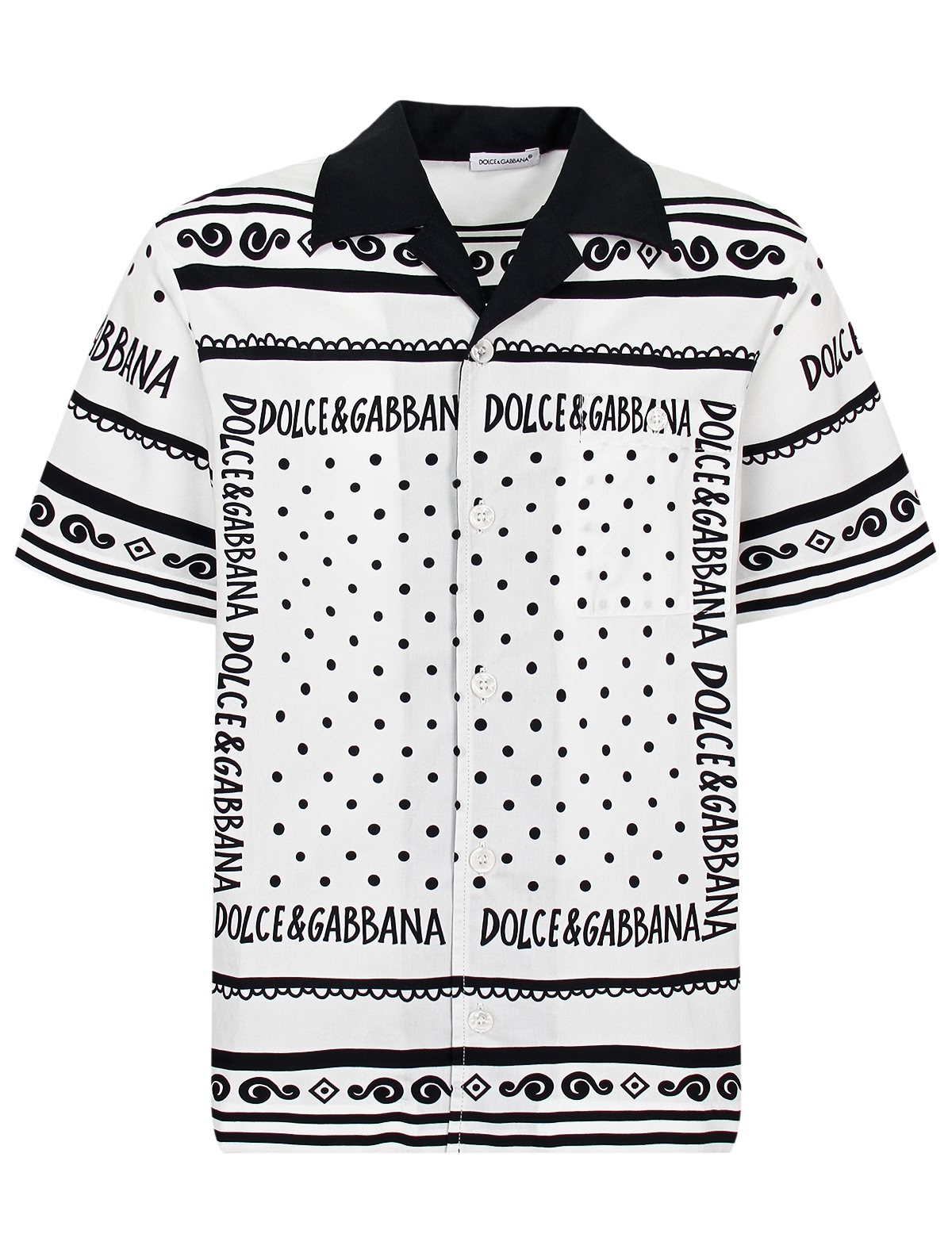 Белая рубашка с черным принтом