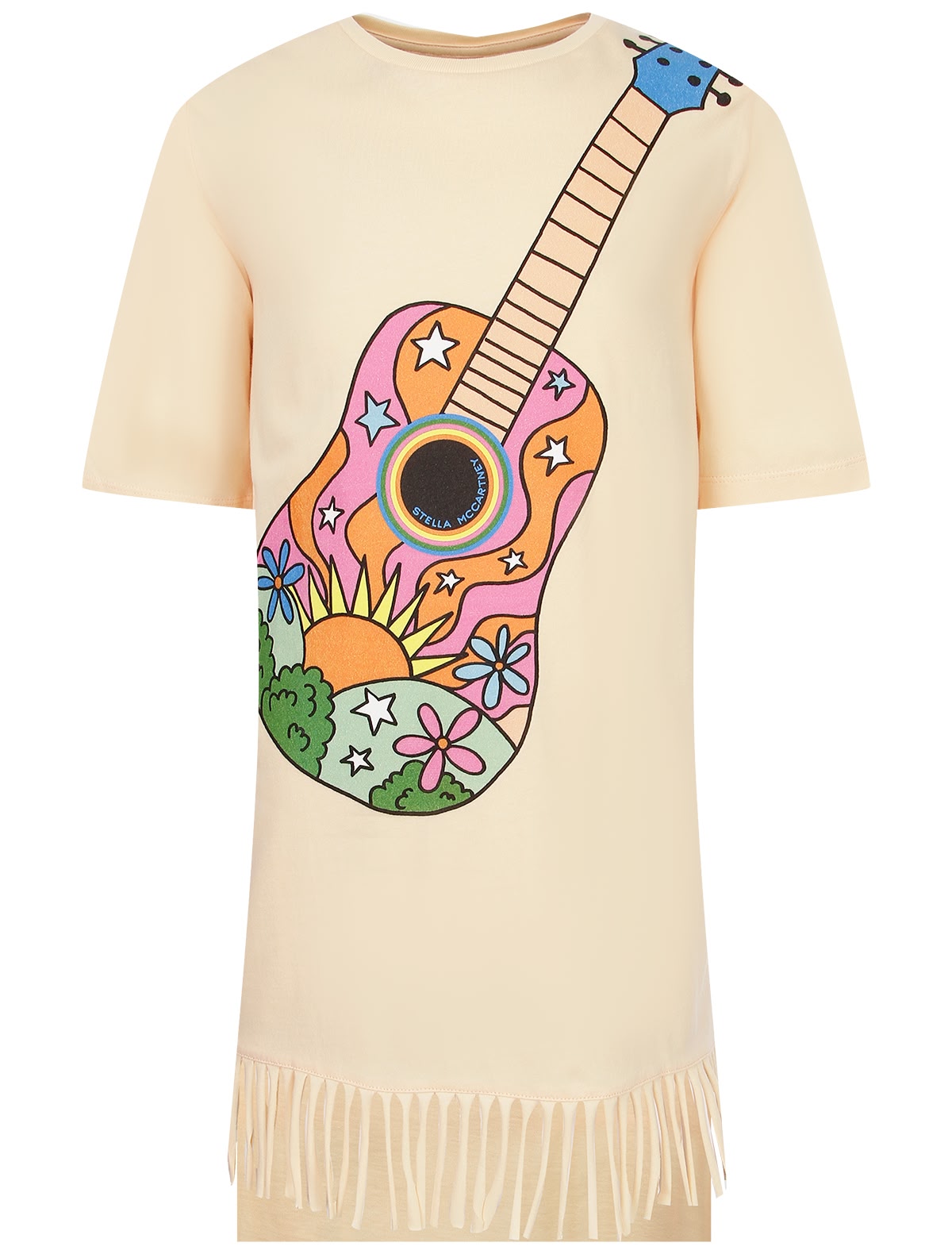 Платье с бахромой и принтом гитара