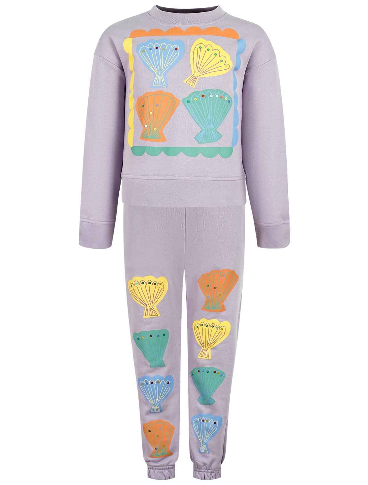Сиреневый спортивный костюм с принтом ракушки