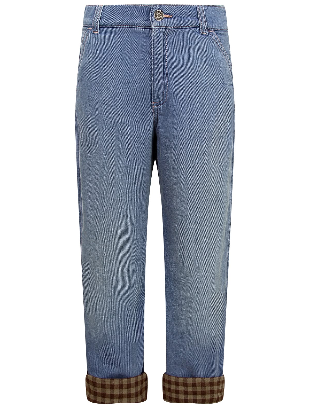 Джинсы с подворотами в клетку