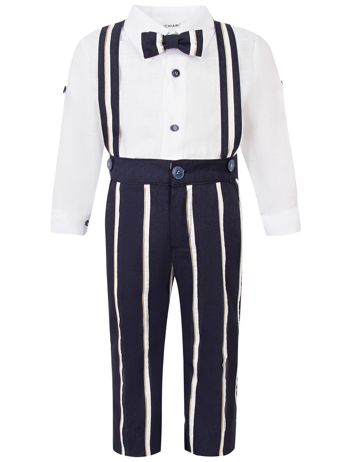 Комплект из рубашки, бабочки и полосатых брюк