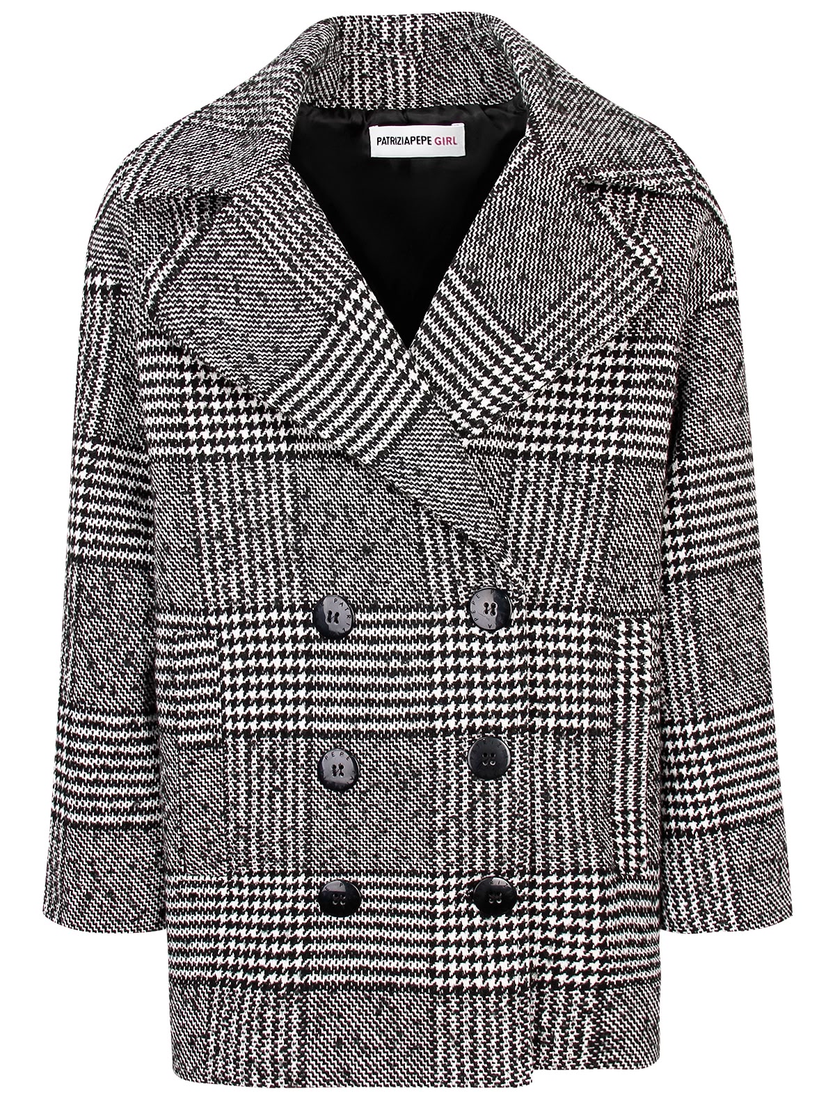 Двубортное пальто с принтом гусиная лапка