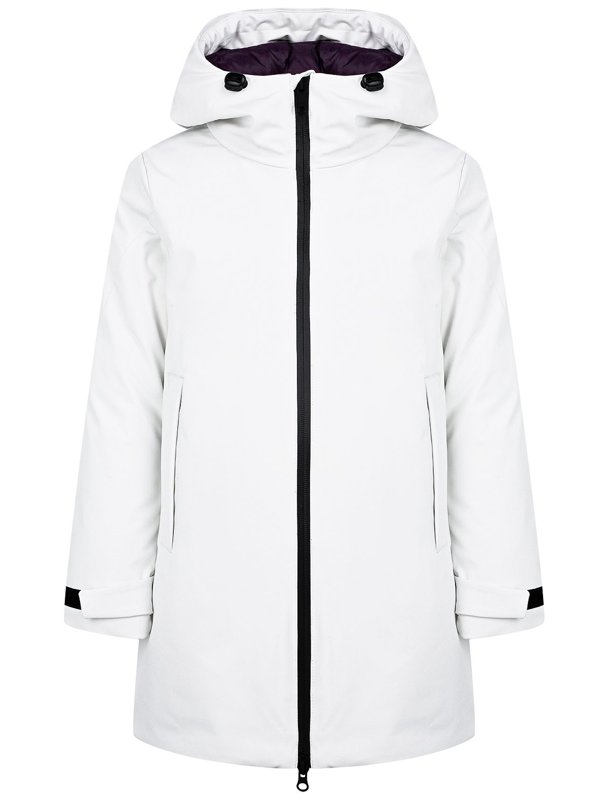 Белая куртка со встроенными в капюшон линзами