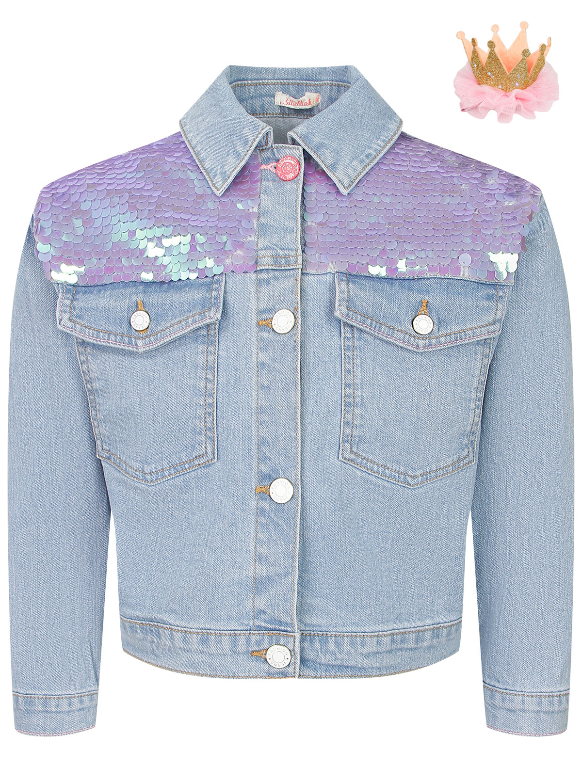 Джинсовая куртка с декором из пайеток