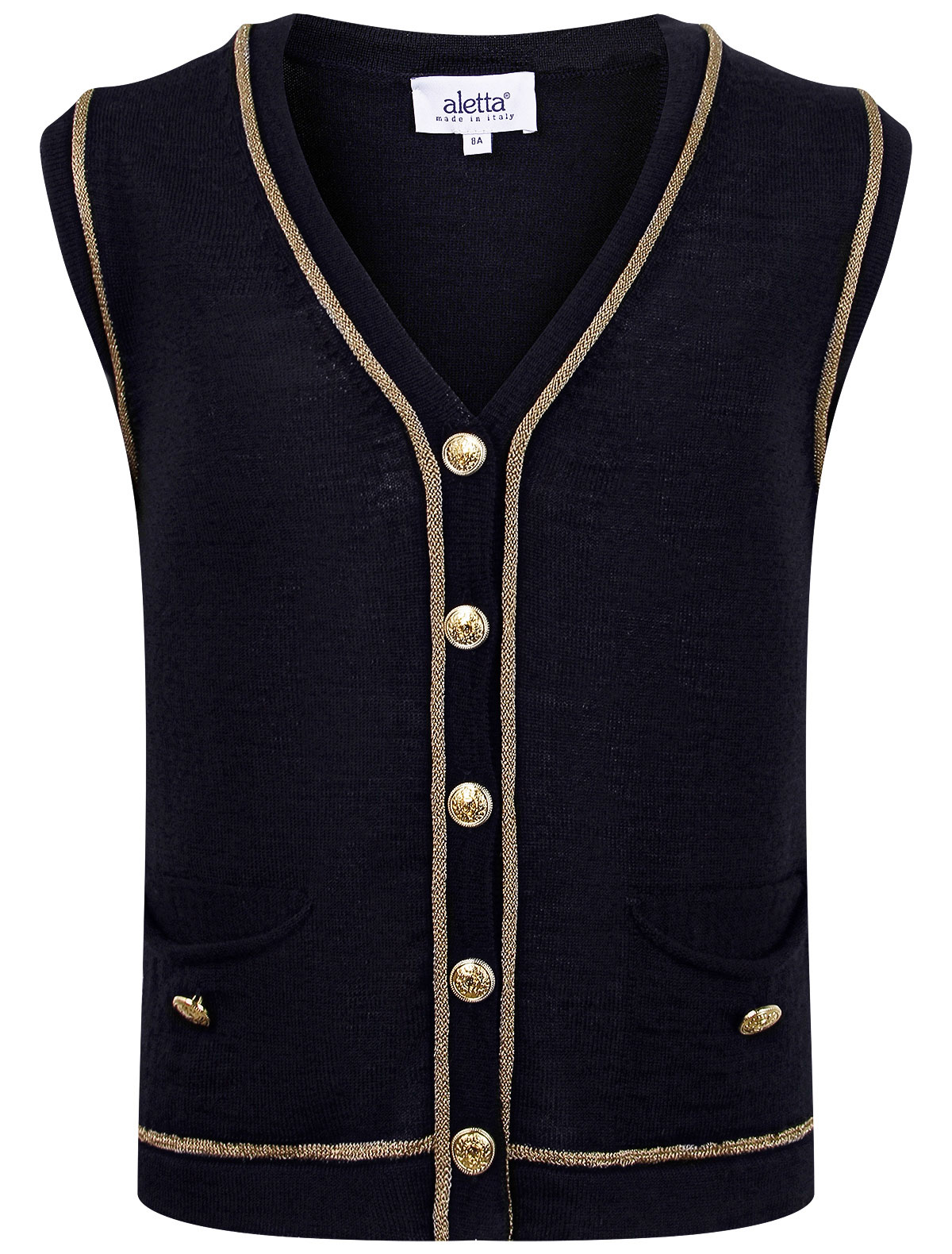 Шерстяной жилет с золотистыми пуговицами