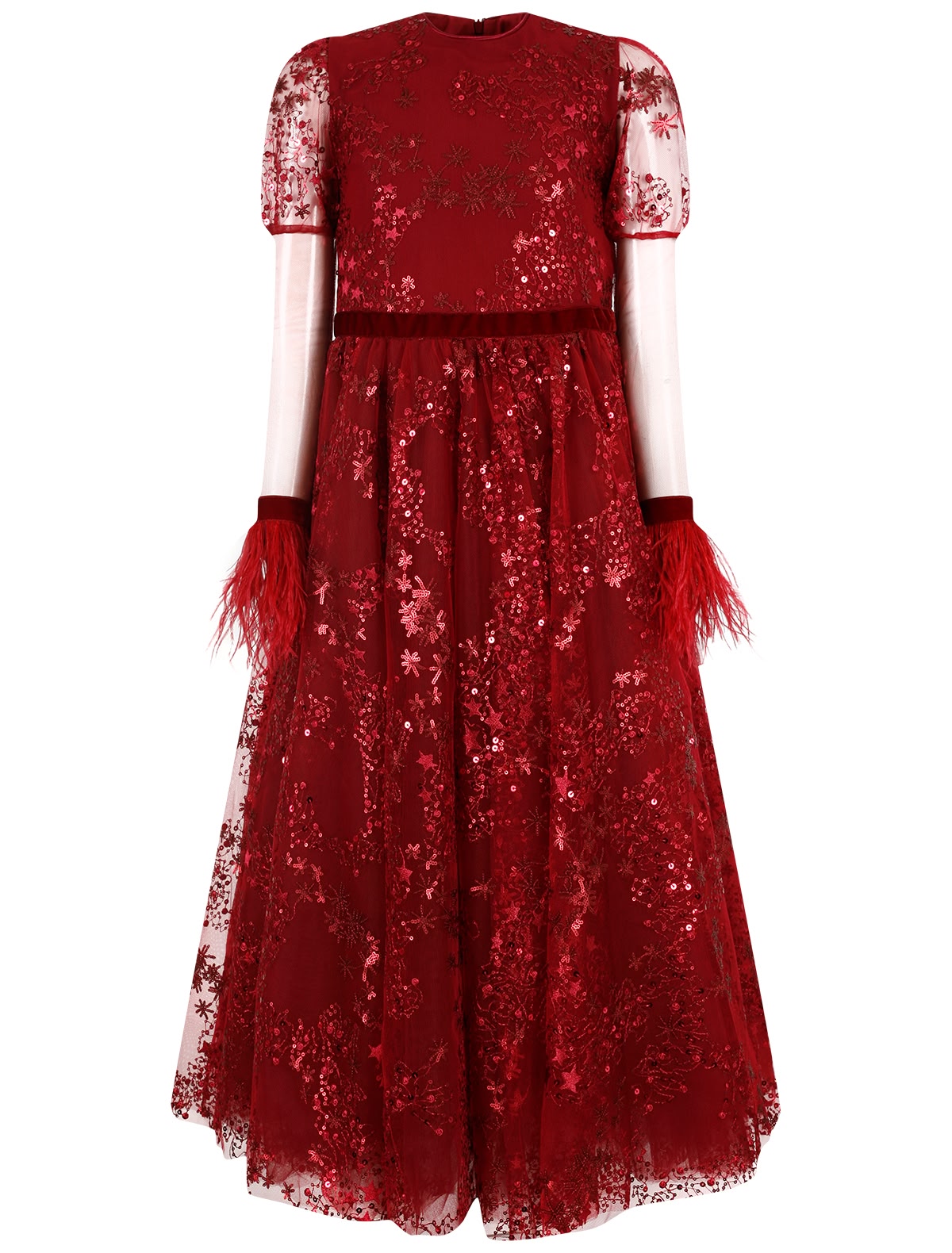 Длинное бордовое платье с блёстками