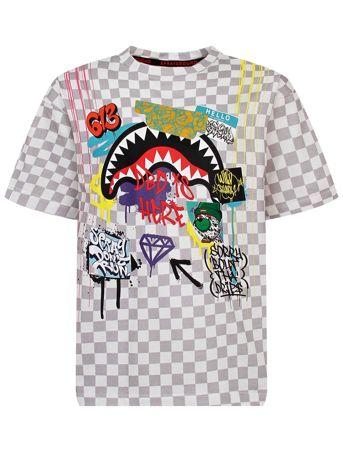 Клетчатая футболка с принтом