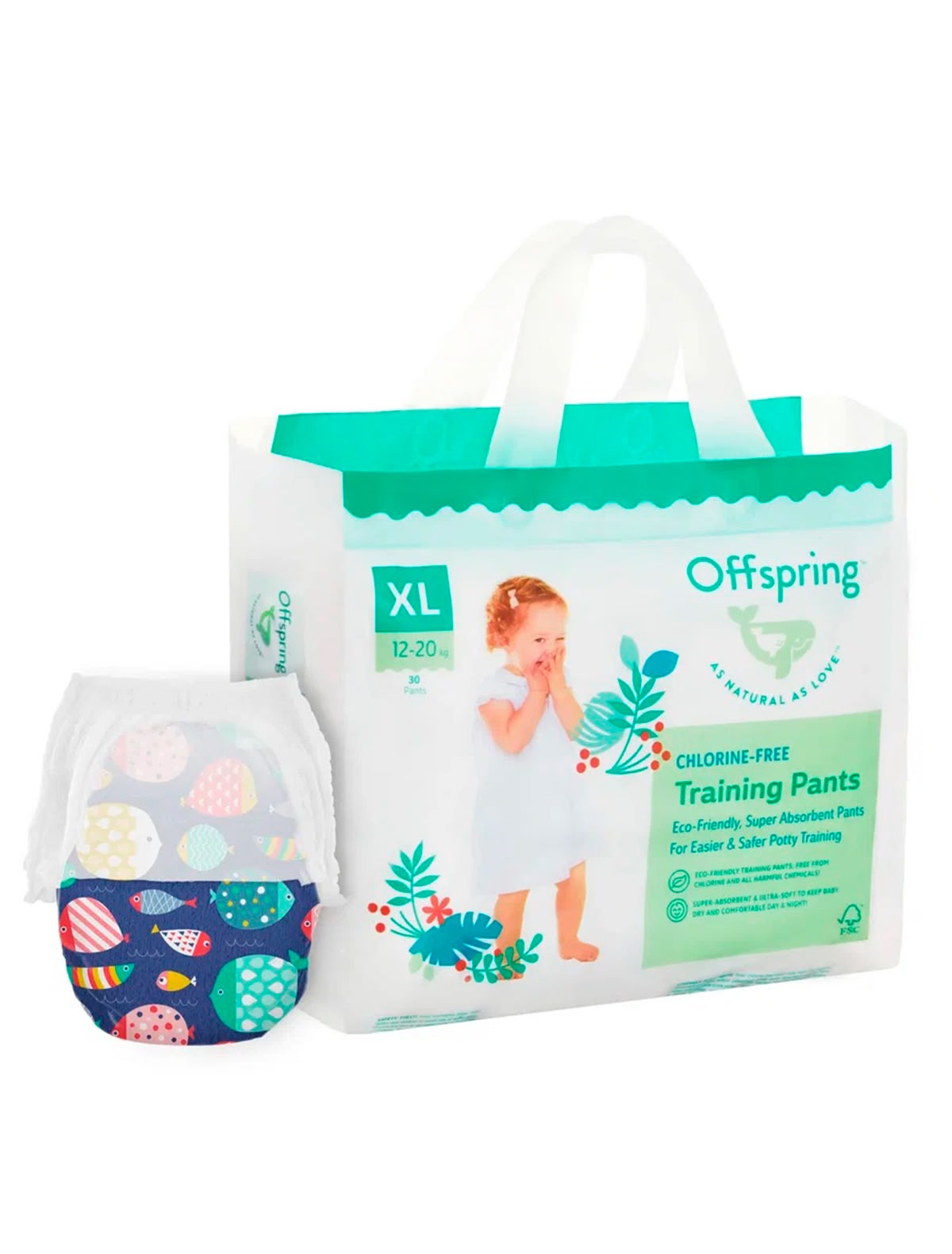 Трусики-подгузники, рыбки,  XL 12-20 кг,  30 шт