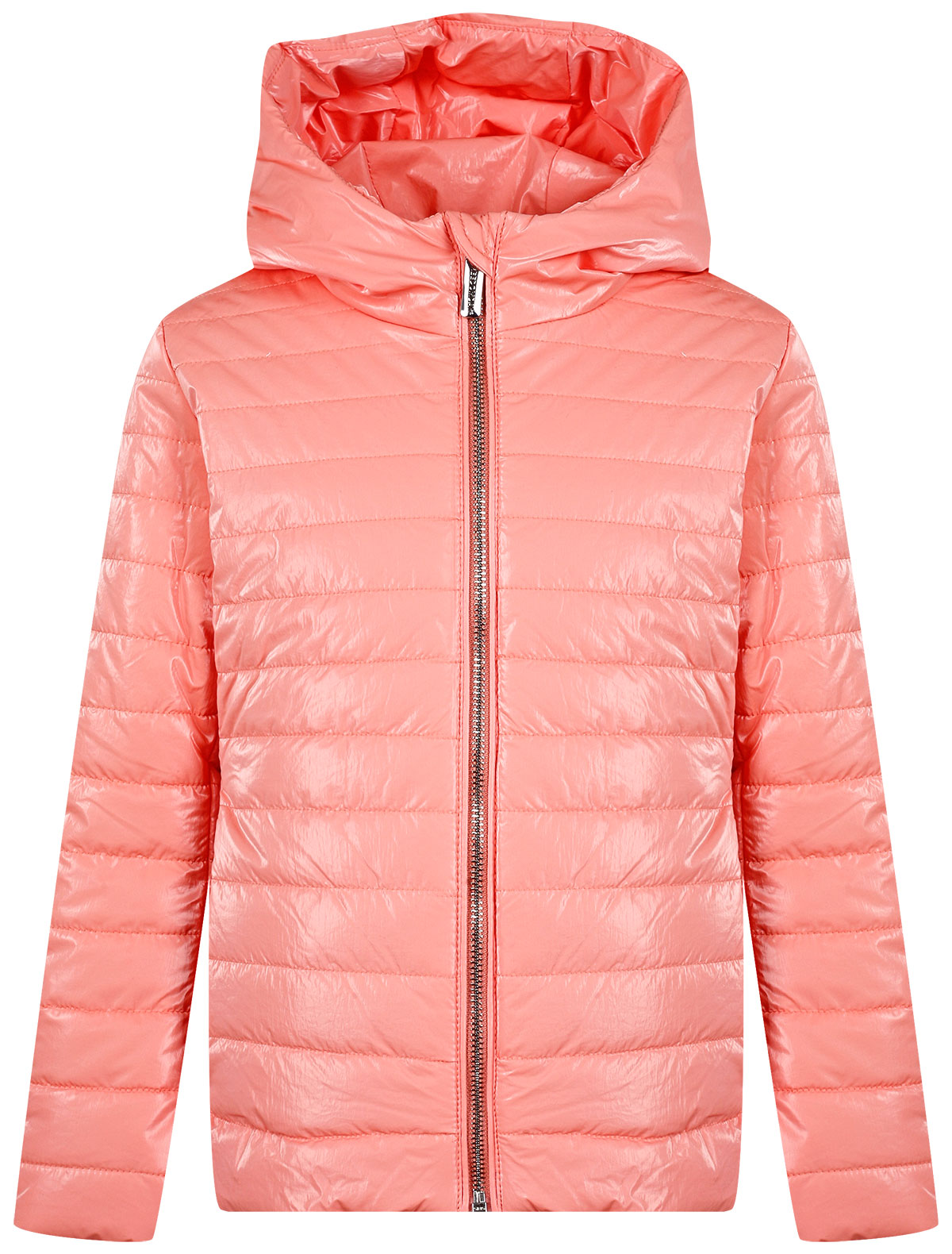 Розовая стеганая куртка с капюшоном