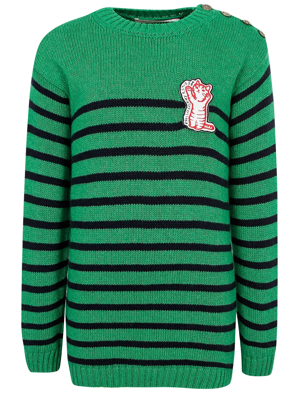 Платье в полоску с патчем котик