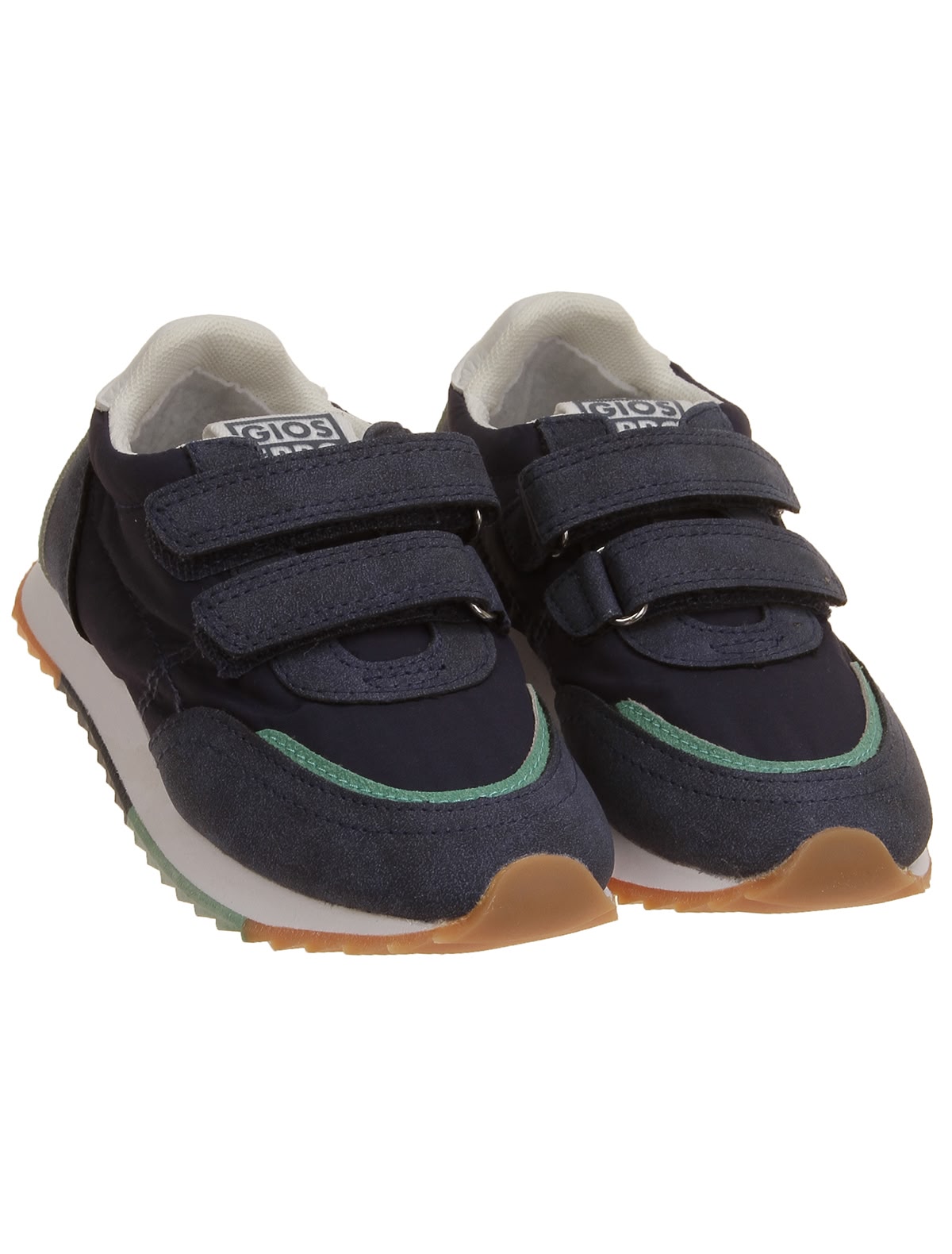 Синие кроссовки с разноцветной подошвой