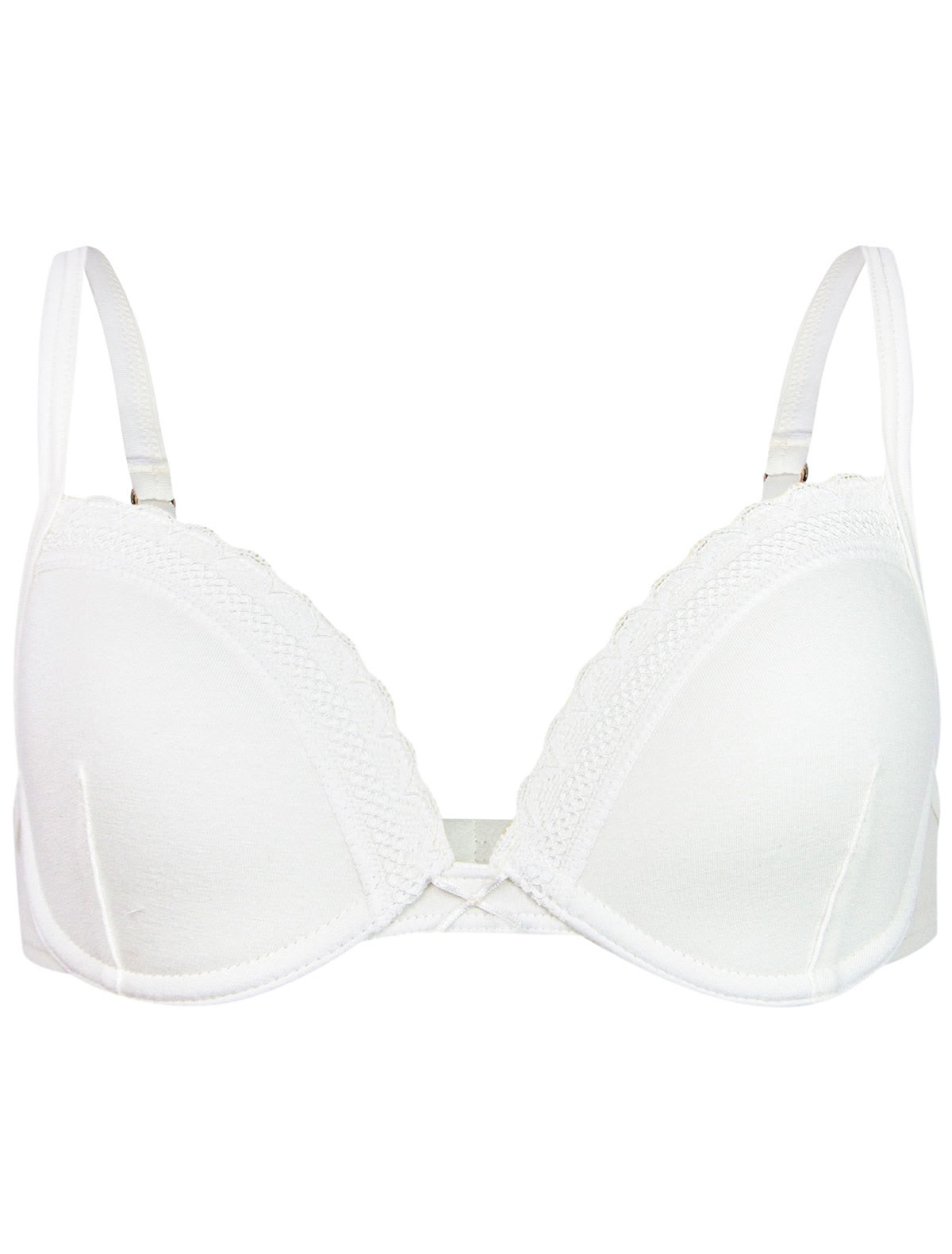 Кремовый бюстгалтер с кружевными вставками